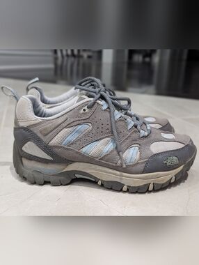 2/$40 The North Face Hiking Shoes Women's Size 6.5 Gray Blue Suede Mesh Trail